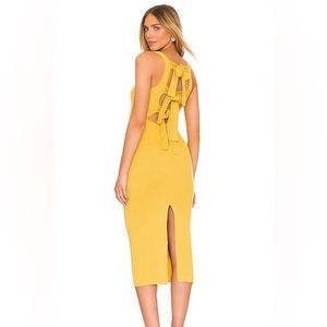 NWT! Revolve: Majorelle: Betrys Tie Back Midi Dress in Gold